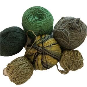 Lot of 6 Mixed Green Yarn Wool Alpaca Cotton Yards Skeins Balls Spin Cycle Loops